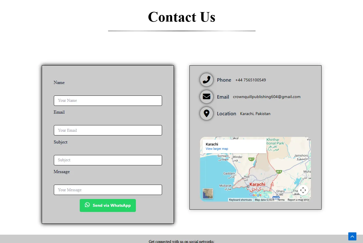 Contact page of Time Galleria – Get in touch with Abdul Samad for watch website services